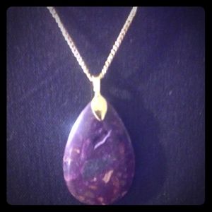 Plum Sea Sediment Pendant with 18" chain